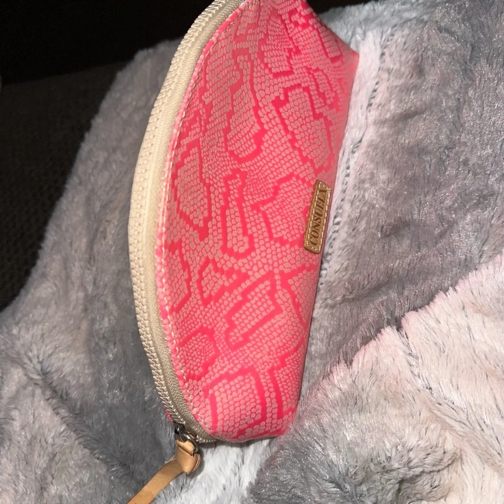 Consuela Coral and Gold Snakeskin makeup Pouch - Picture 3 of 5